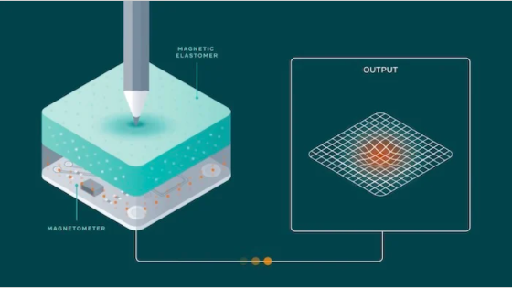 ReSkin 讀取其內部磁場中的變化以執(zhí)行觸覺感知的表ç¤?